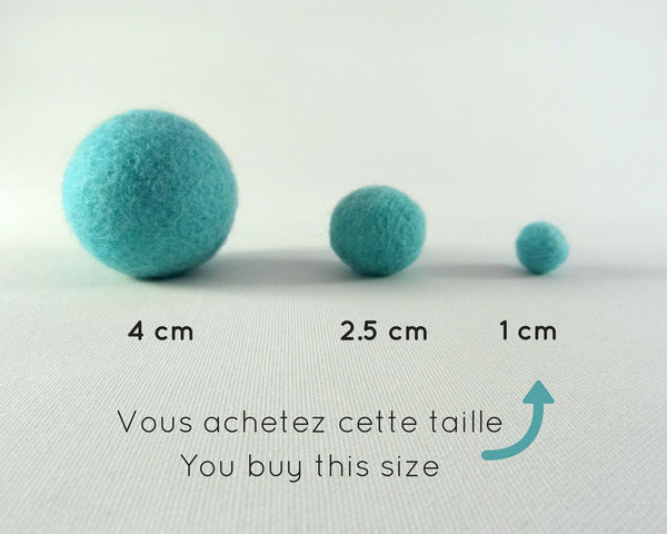 Boules de laine feutrée - 1 cm